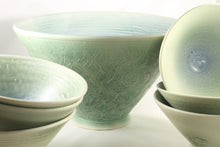 Load image into Gallery viewer, Green and Blue Salad Bowl with Green  Bowl Set of 6 Serving Bowls
